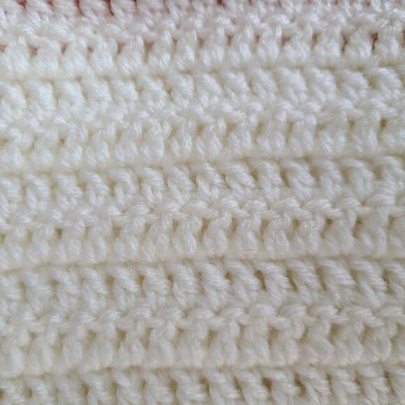 Vintage Handmade Knit Crochet Pretty Pink Afghan Throw Lap Blanket New Baby Gift - Picture 5 of 16